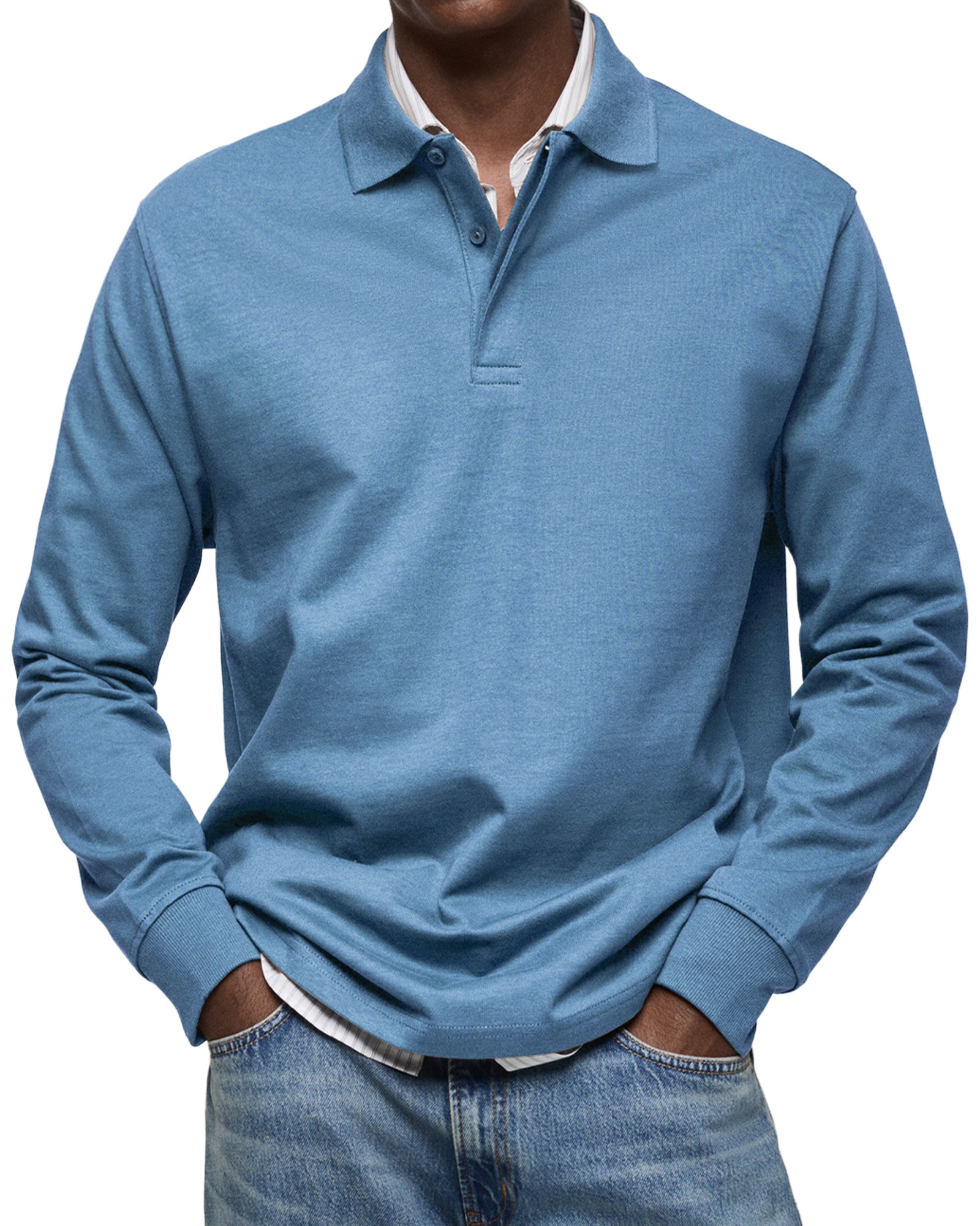 Thomas luxe polo met lange mouwen