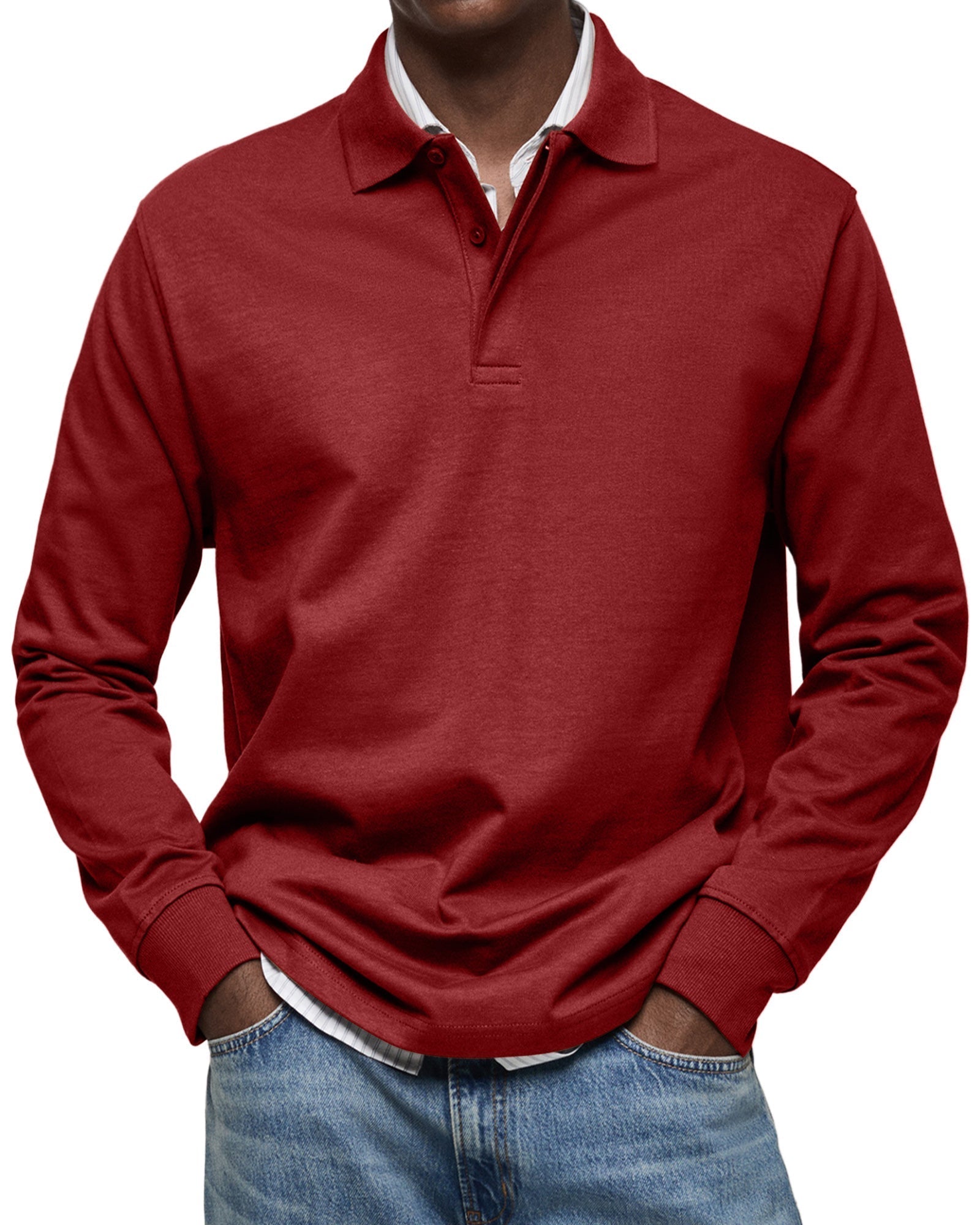 Thomas luxe polo met lange mouwen