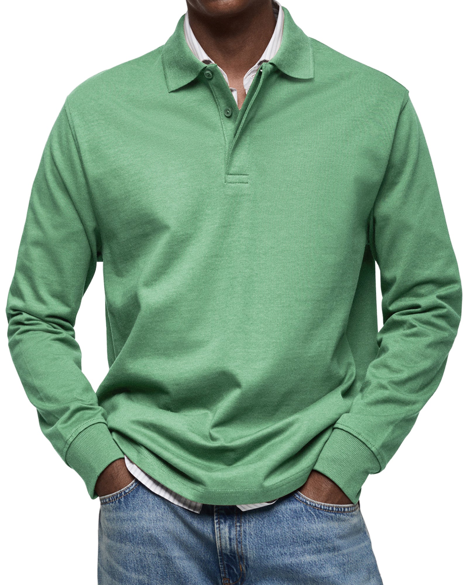 Thomas luxe polo met lange mouwen