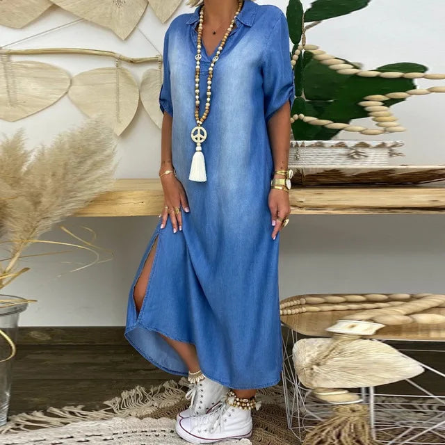 Fiona luchtige denimjurk