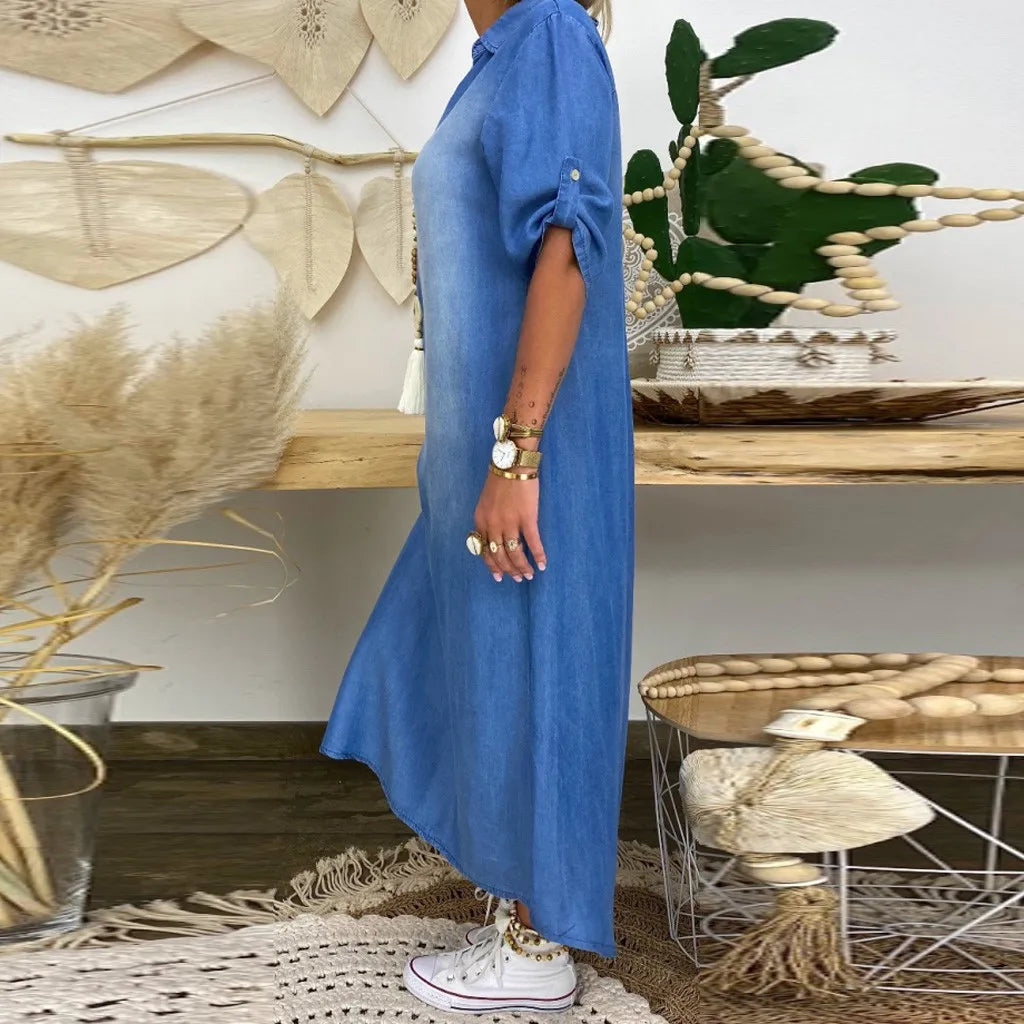 Fiona luchtige denimjurk