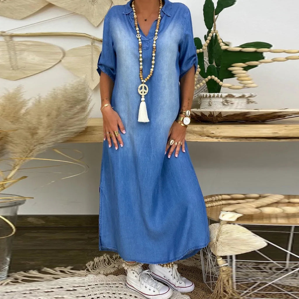 Fiona luchtige denimjurk