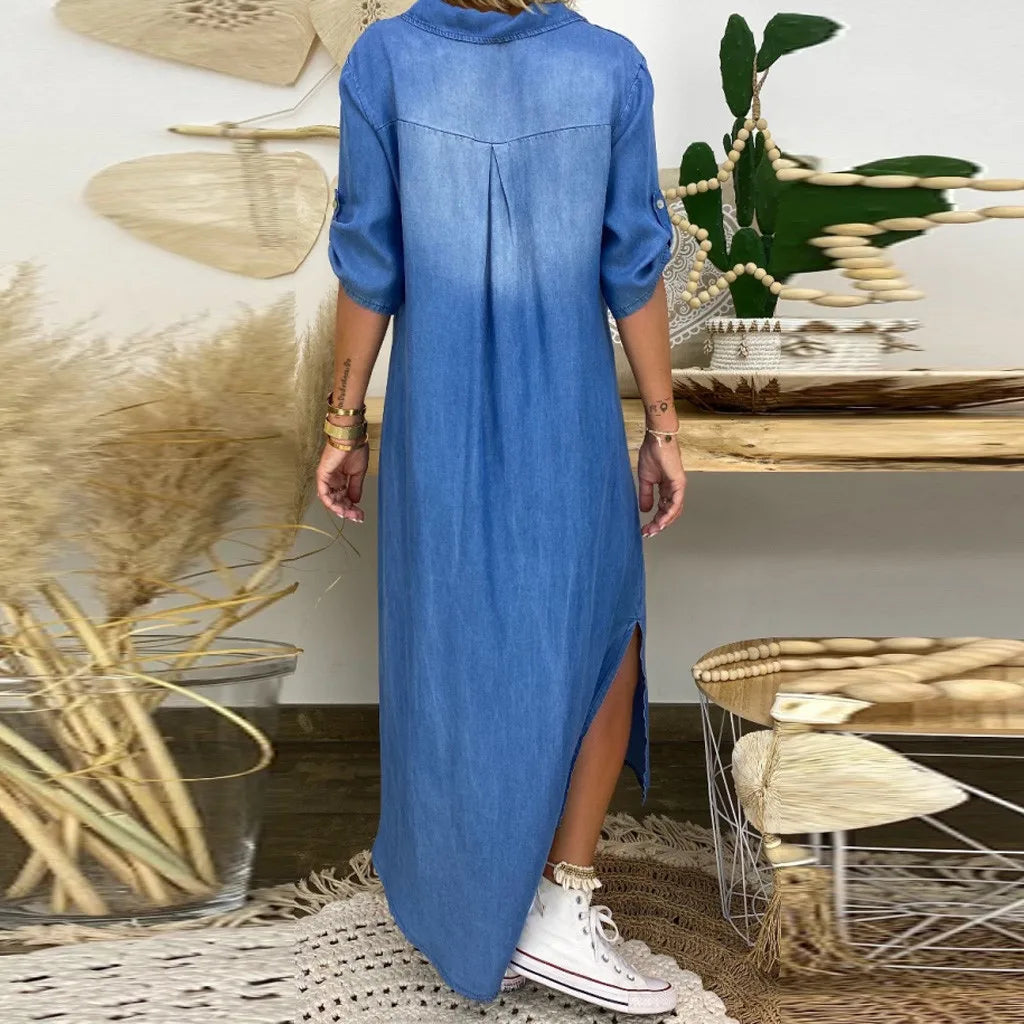 Fiona luchtige denimjurk