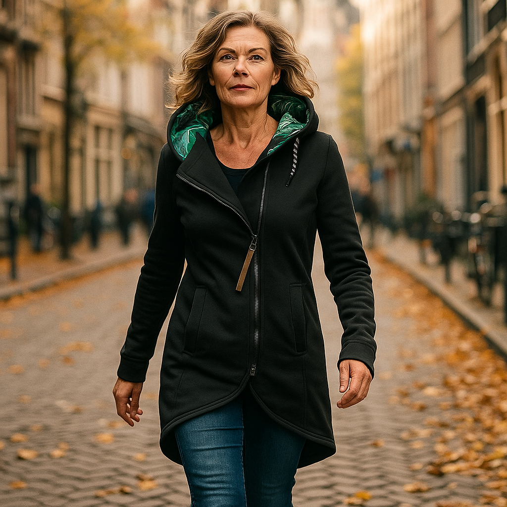 Claudia lange jas met capuchon