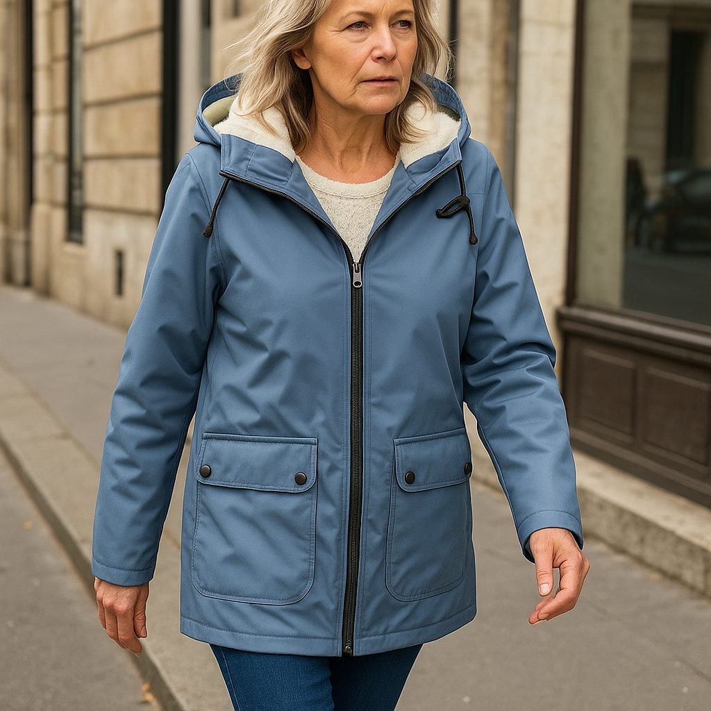Anita gevoerde regenjas met capuchon