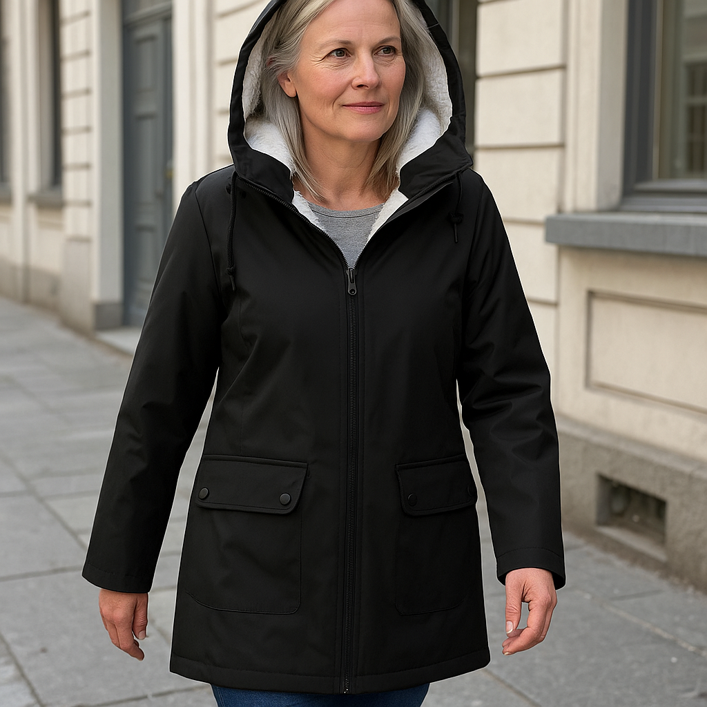 Anita gevoerde regenjas met capuchon