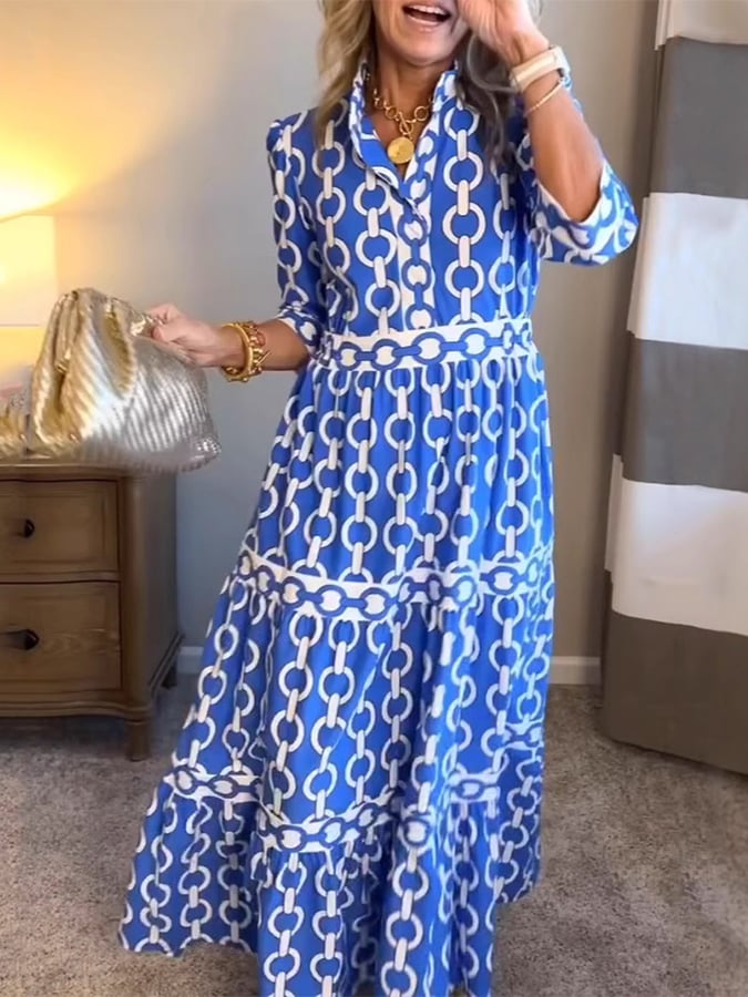 Amélie Geometrische Maxi-jurk