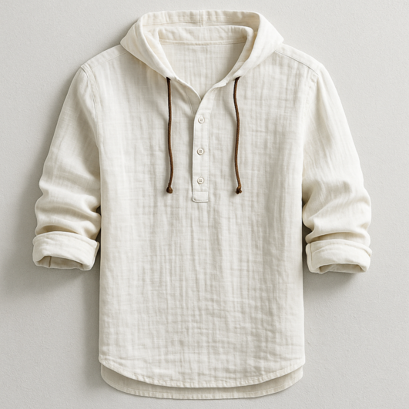 Ruben linnen hoodie met knopen