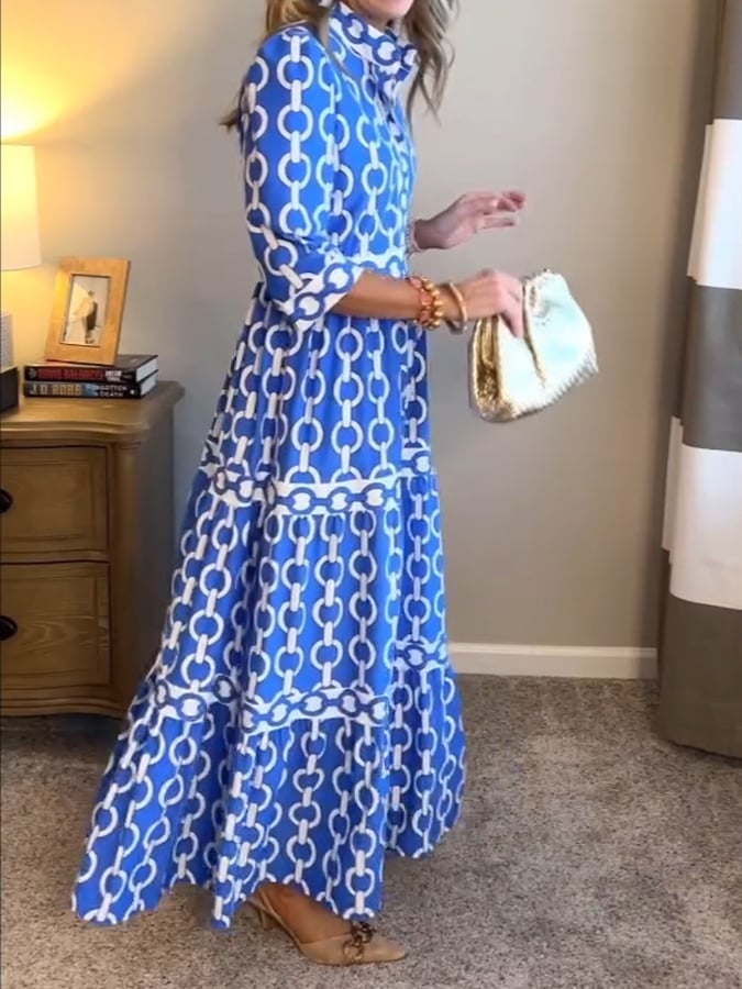 Amélie Geometrische Maxi-jurk