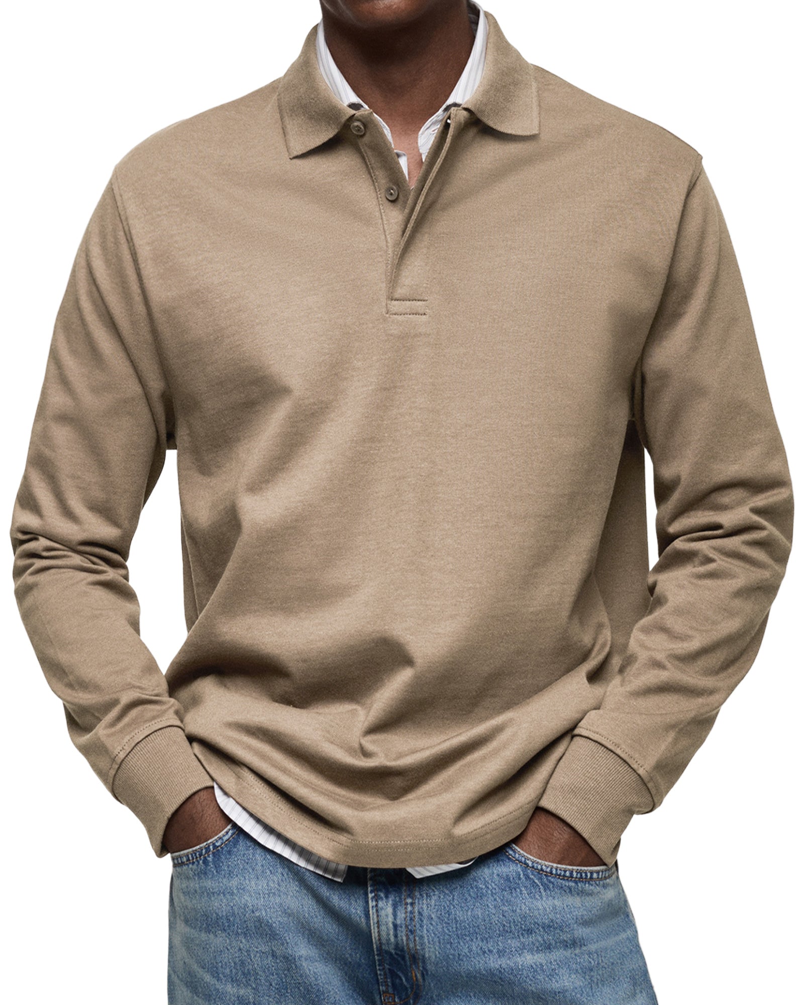 Thomas luxe polo met lange mouwen