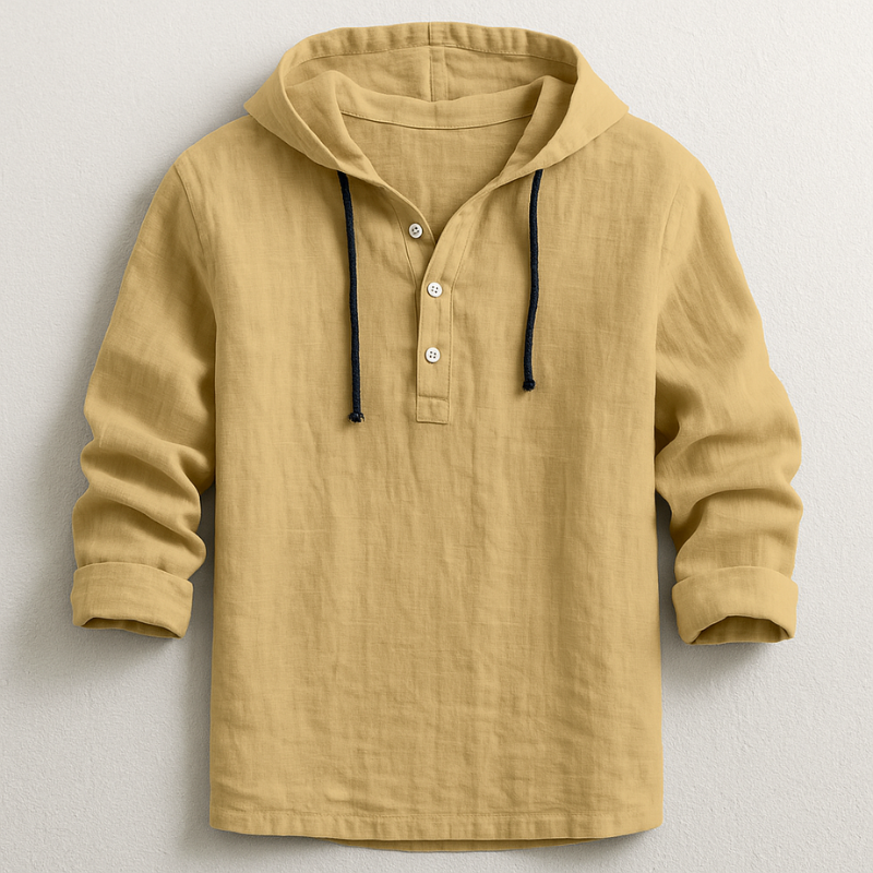 Ruben linnen hoodie met knopen