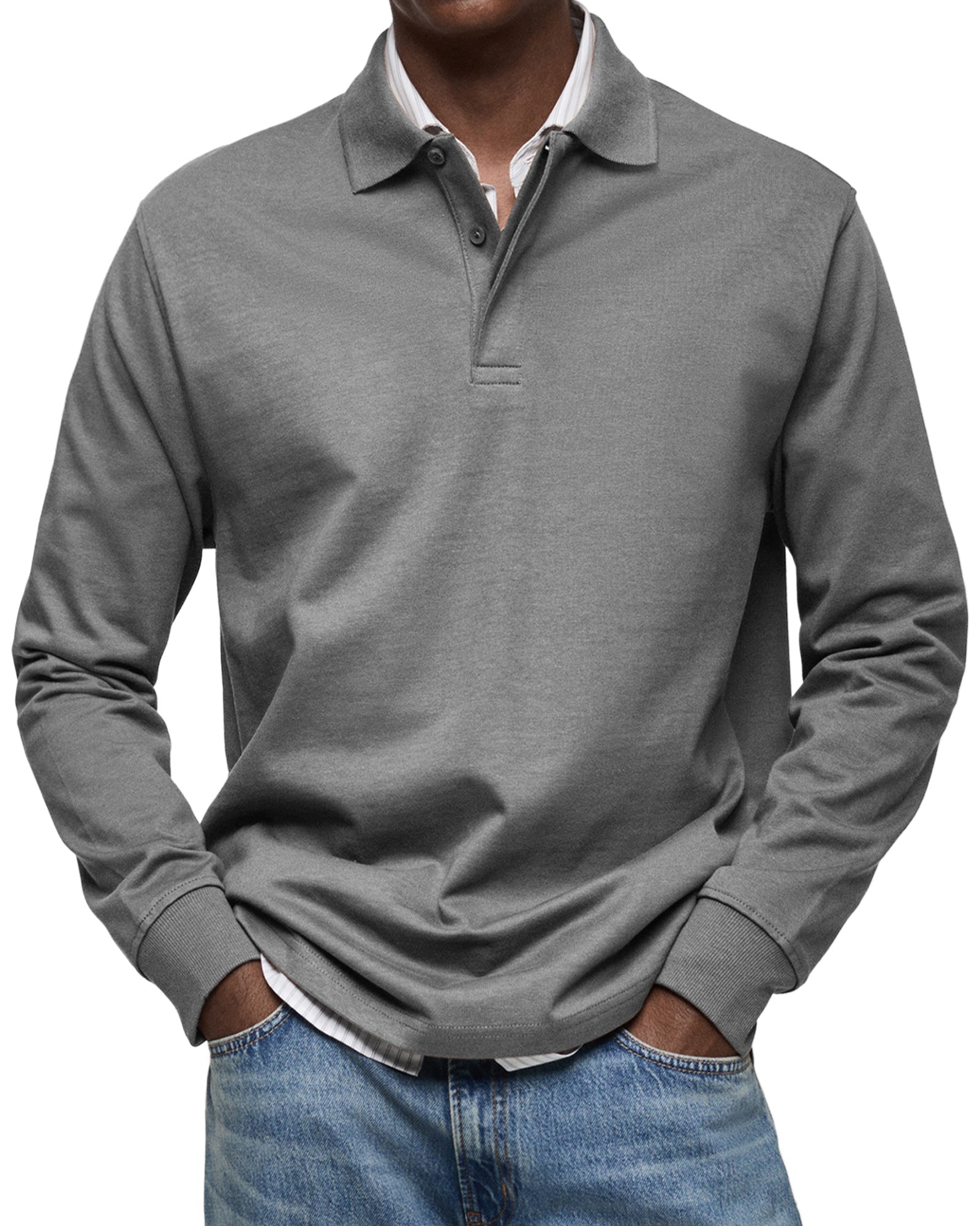 Thomas luxe polo met lange mouwen