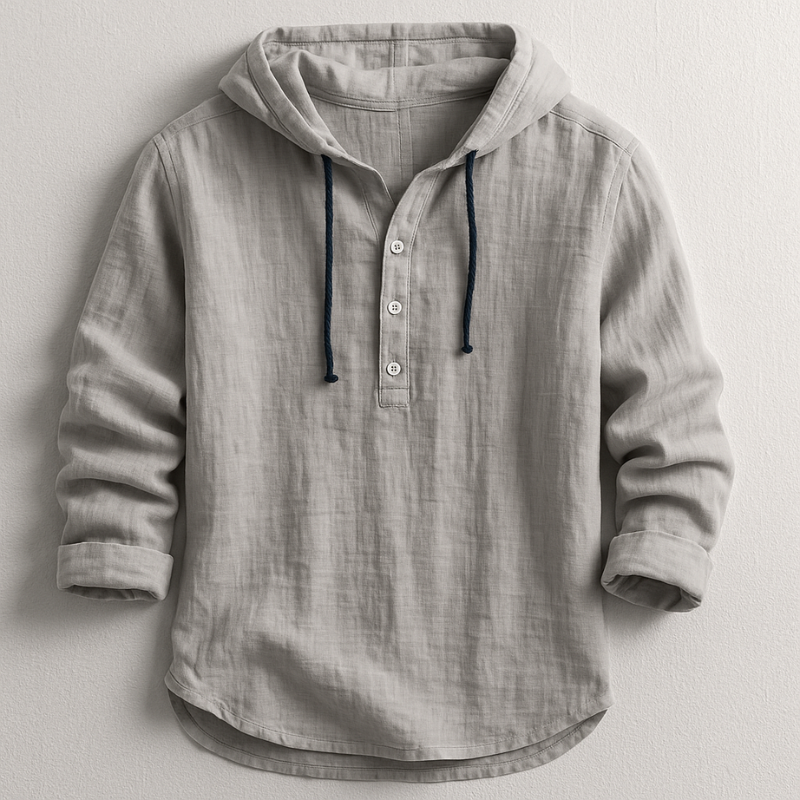 Ruben linnen hoodie met knopen