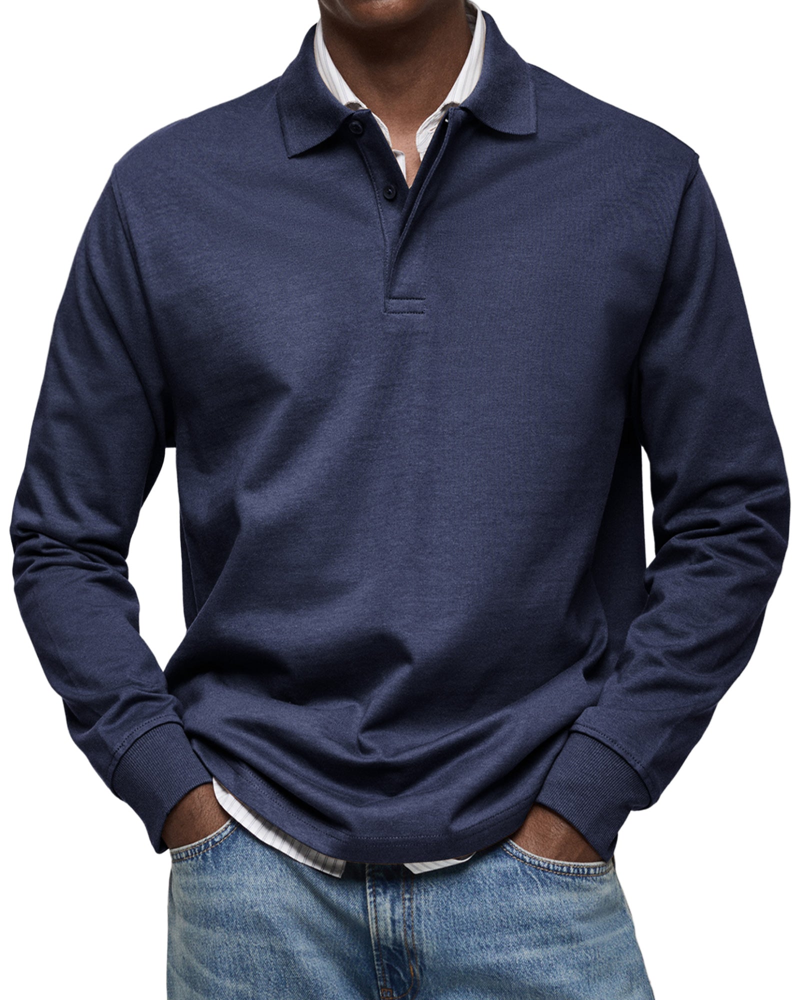 Thomas luxe polo met lange mouwen