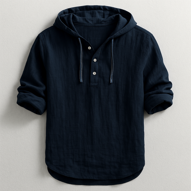 Ruben linnen hoodie met knopen