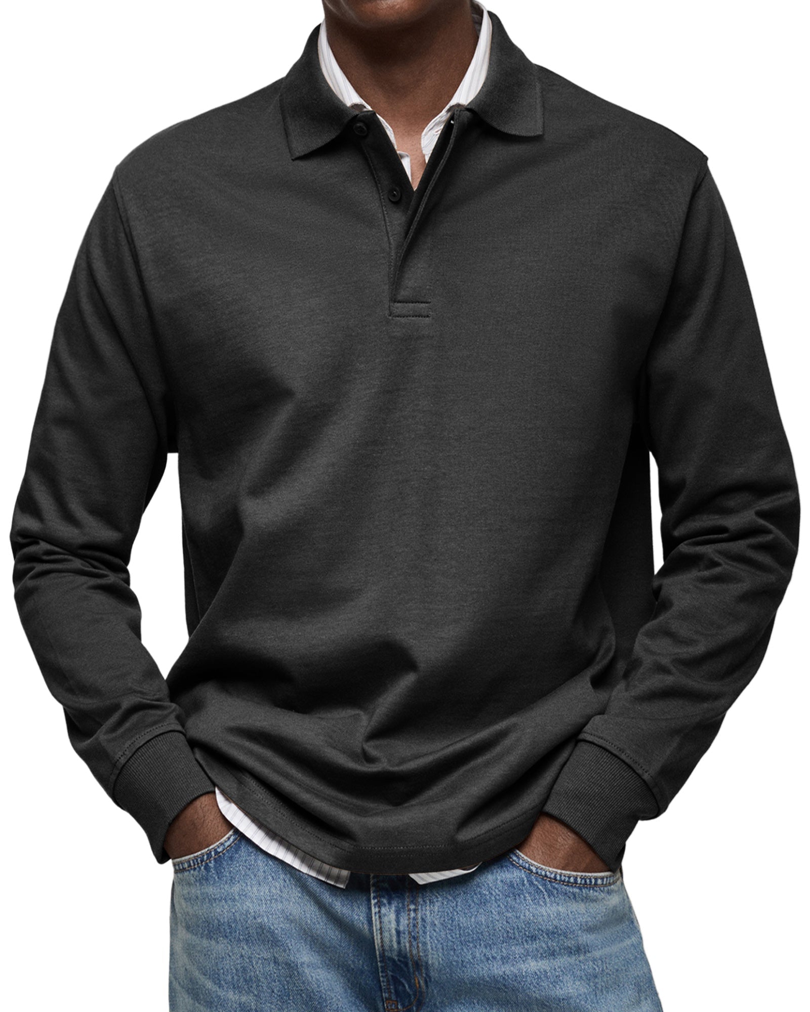 Thomas luxe polo met lange mouwen