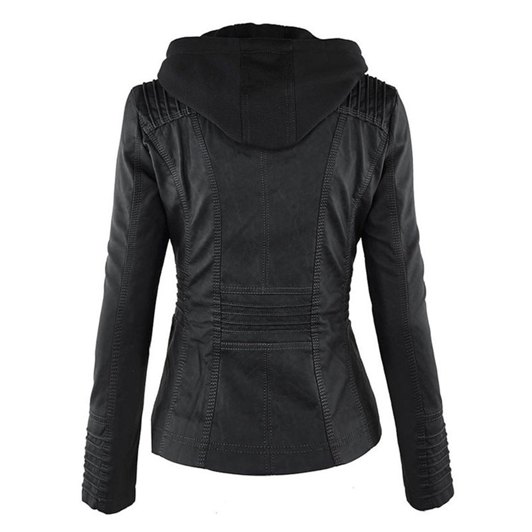 Mila leren jas met capuchon