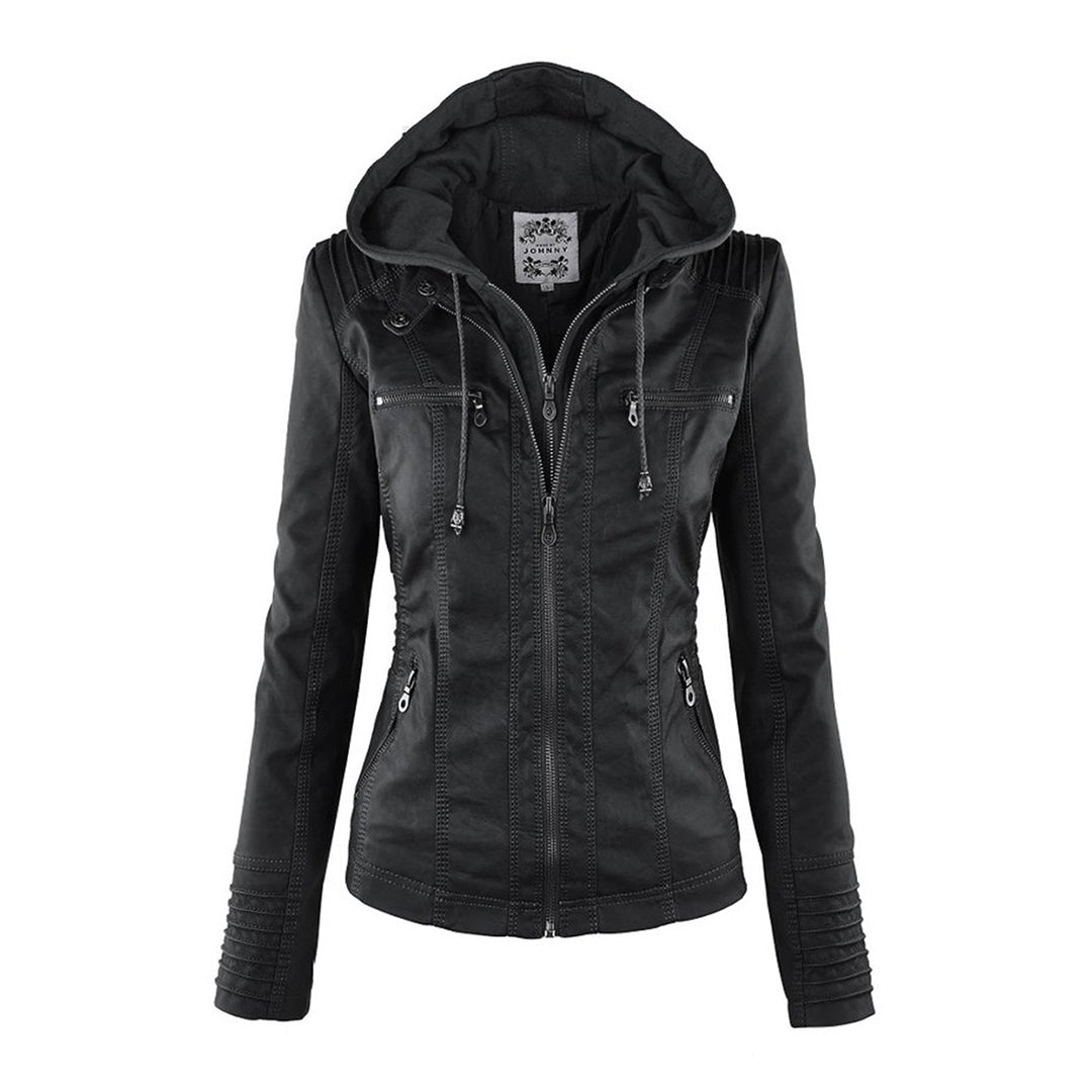 Mila leren jas met capuchon