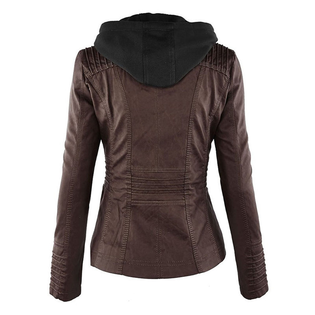 Mila leren jas met capuchon