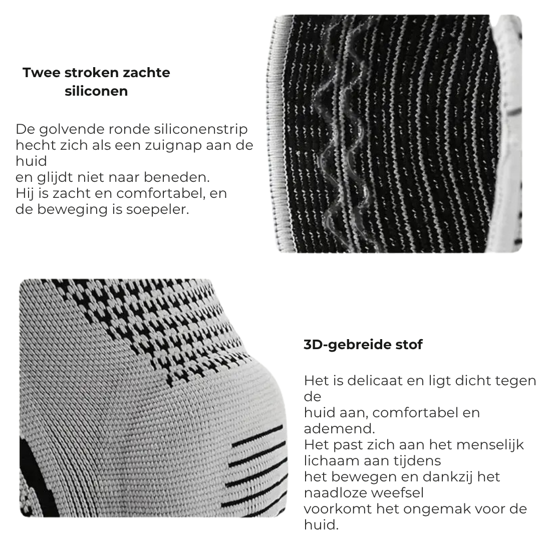 StepScore FlexiGrip Kniebrace – Silicone & Veerstrips