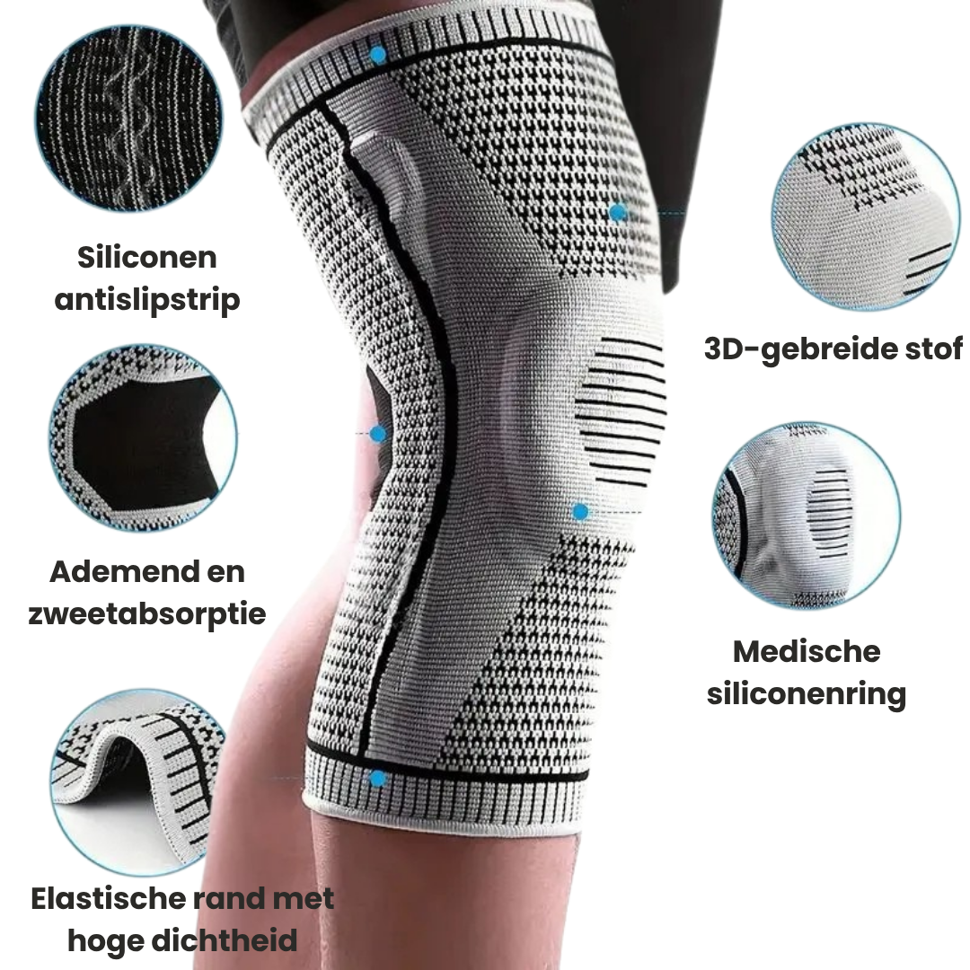 StepScore FlexiGrip Kniebrace – Silicone & Veerstrips