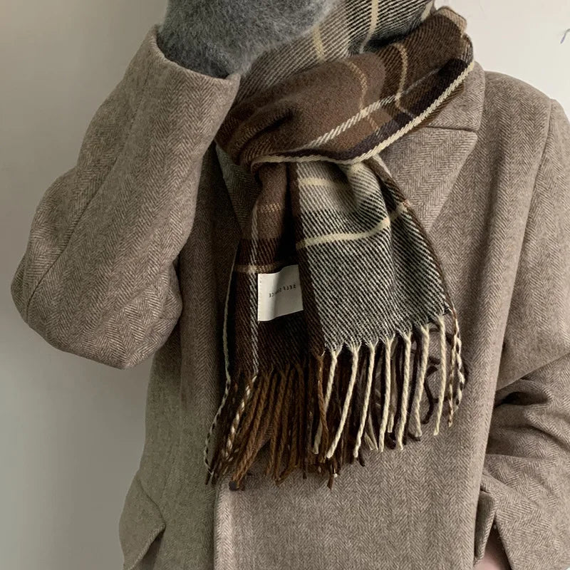 Leonie geruite winter sjaal
