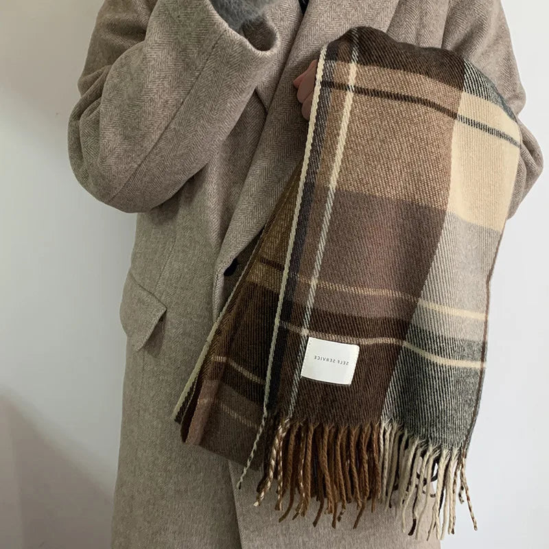 Leonie geruite winter sjaal