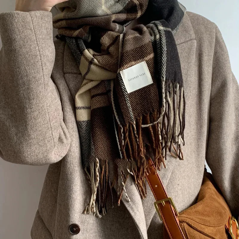 Leonie geruite winter sjaal