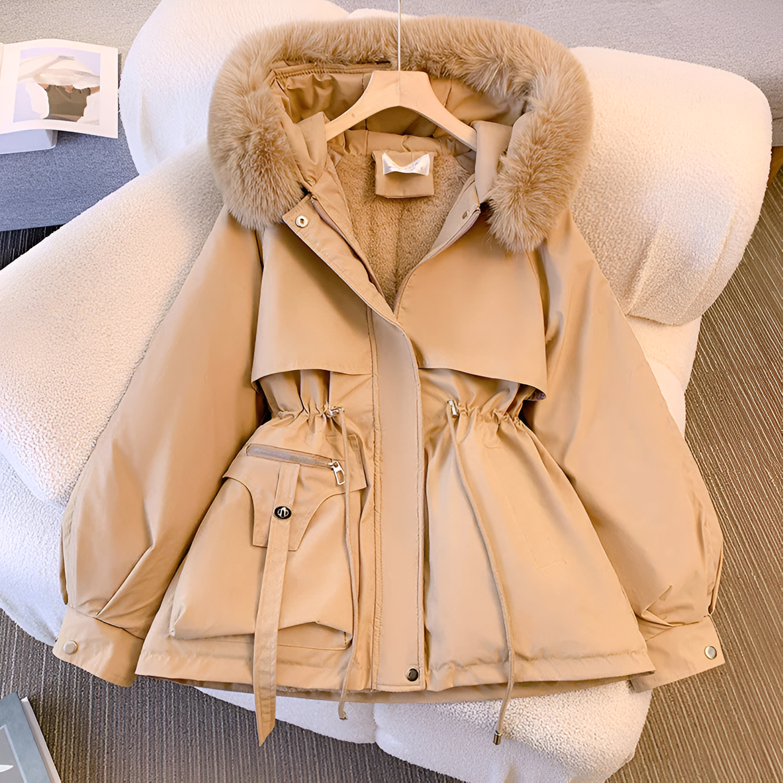 Sandra elegante winterjas met imitatiebont