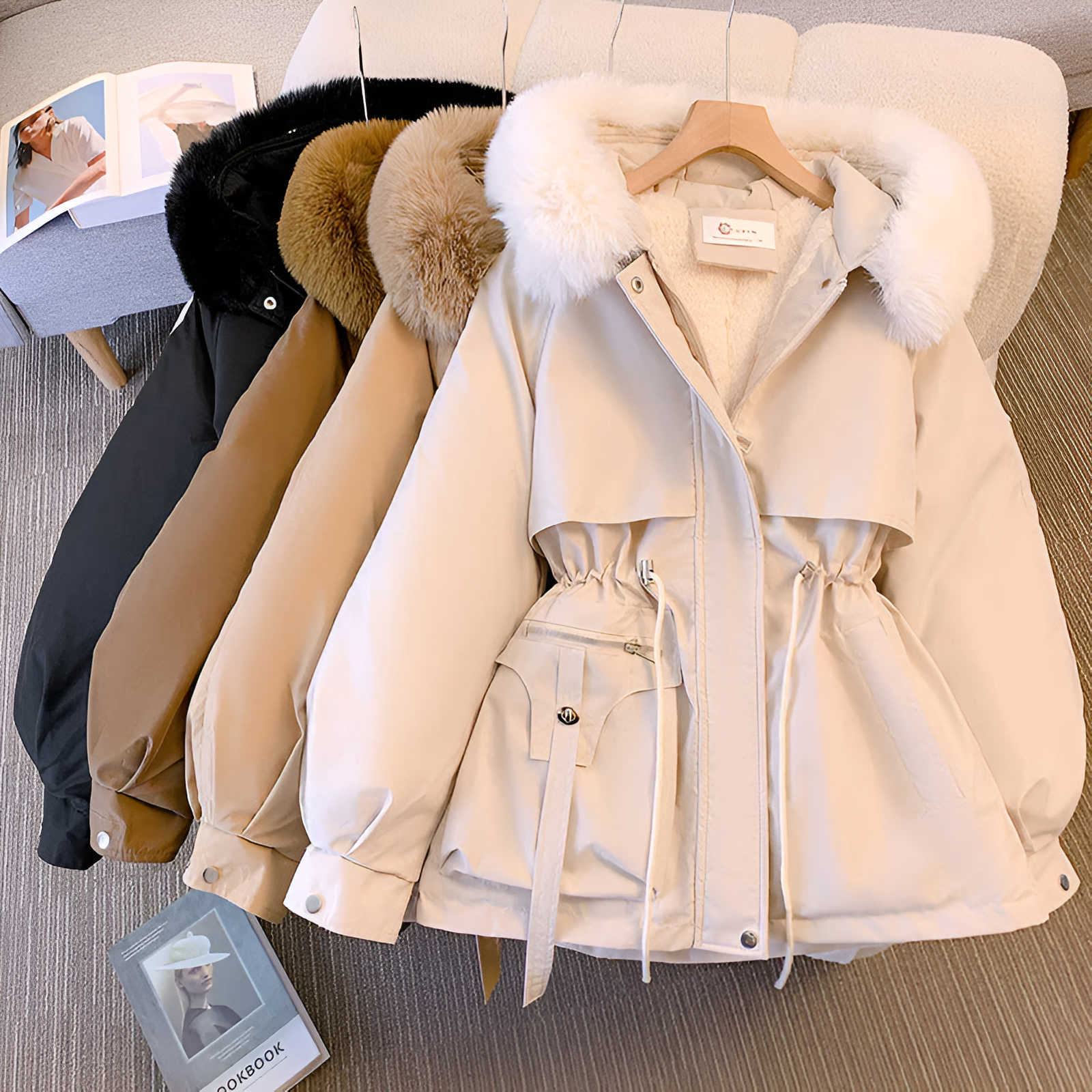 Sandra elegante winterjas met imitatiebont
