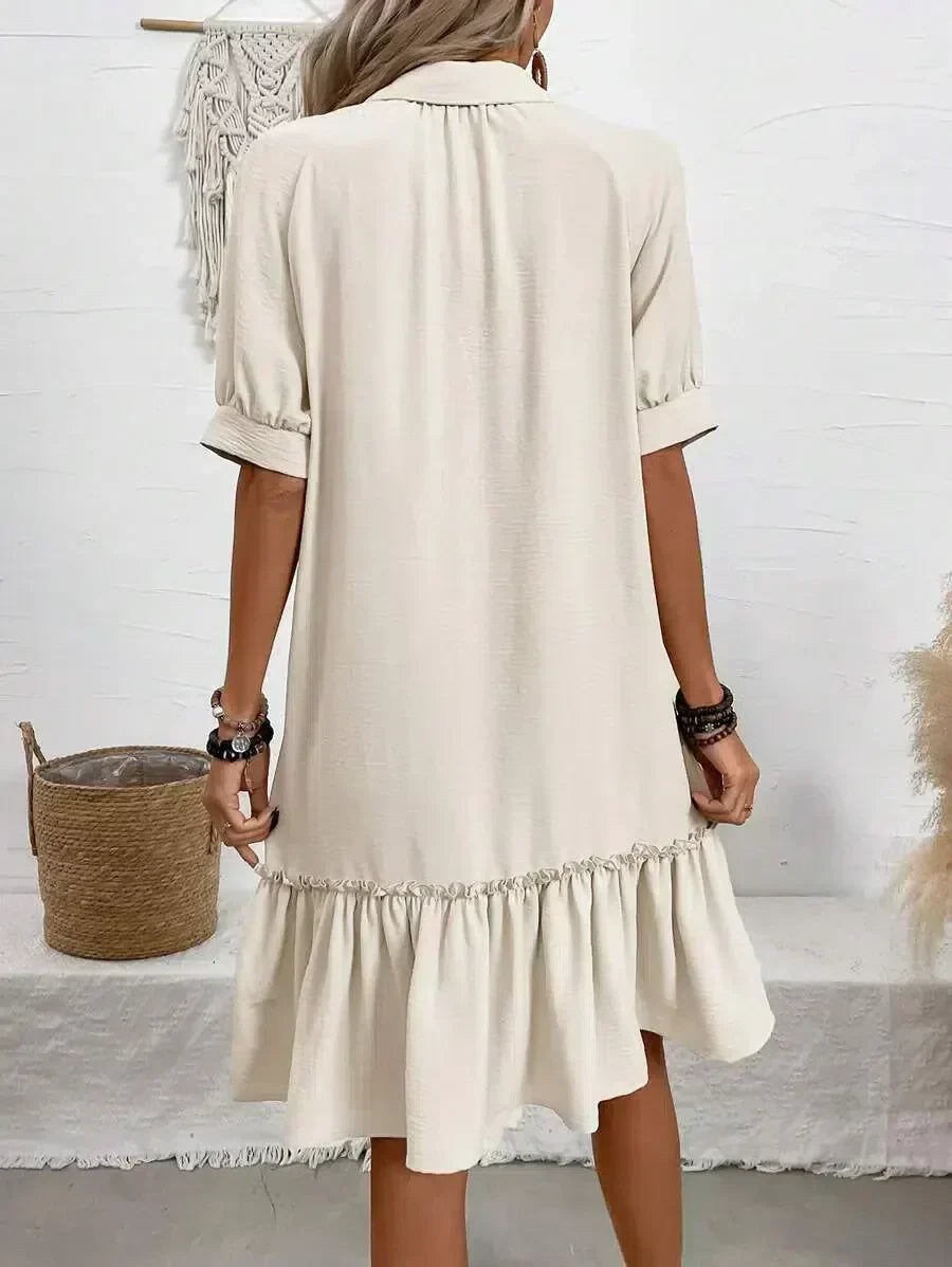 Isla zomerjurk in beige – achterkant