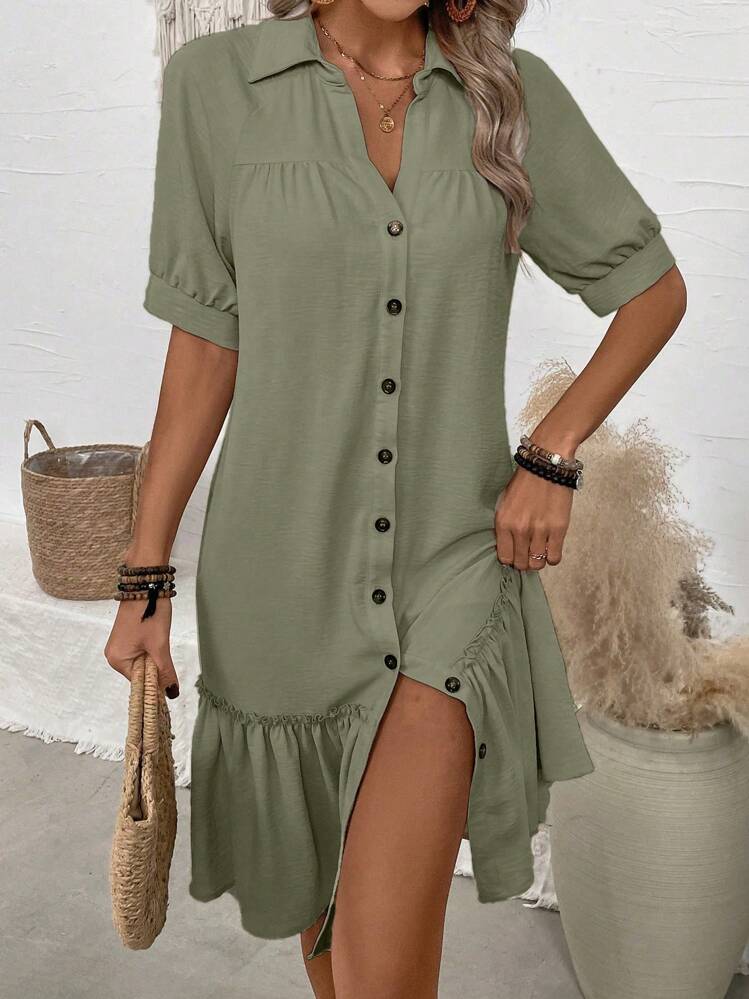 Isla zomerjurk in khaki – voorkant