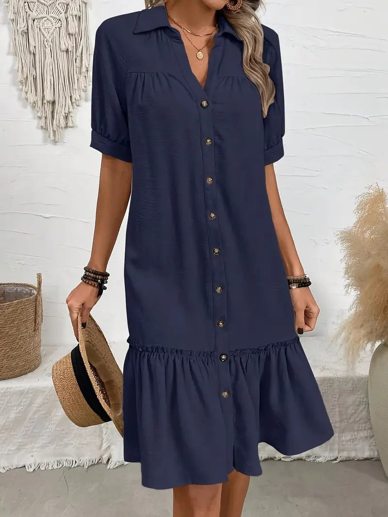 Isla zomerjurk in marineblauw – voorkant