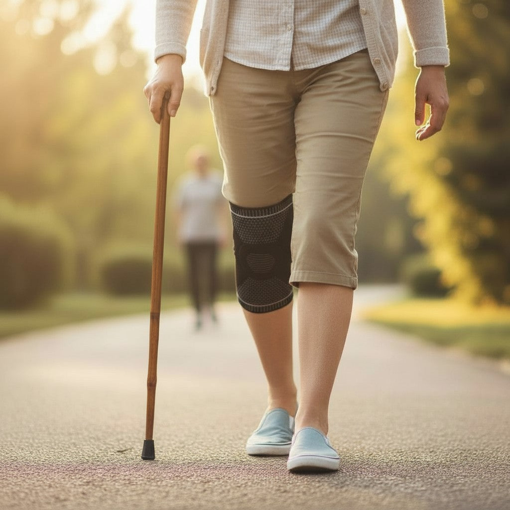 StepScore FlexiGrip Kniebrace – Silicone & Veerstrips