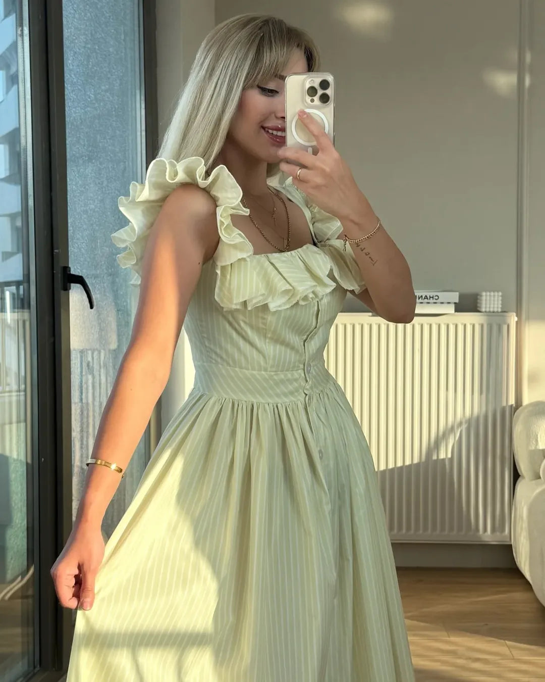 Juliana Gestreepte Ruchesjurk