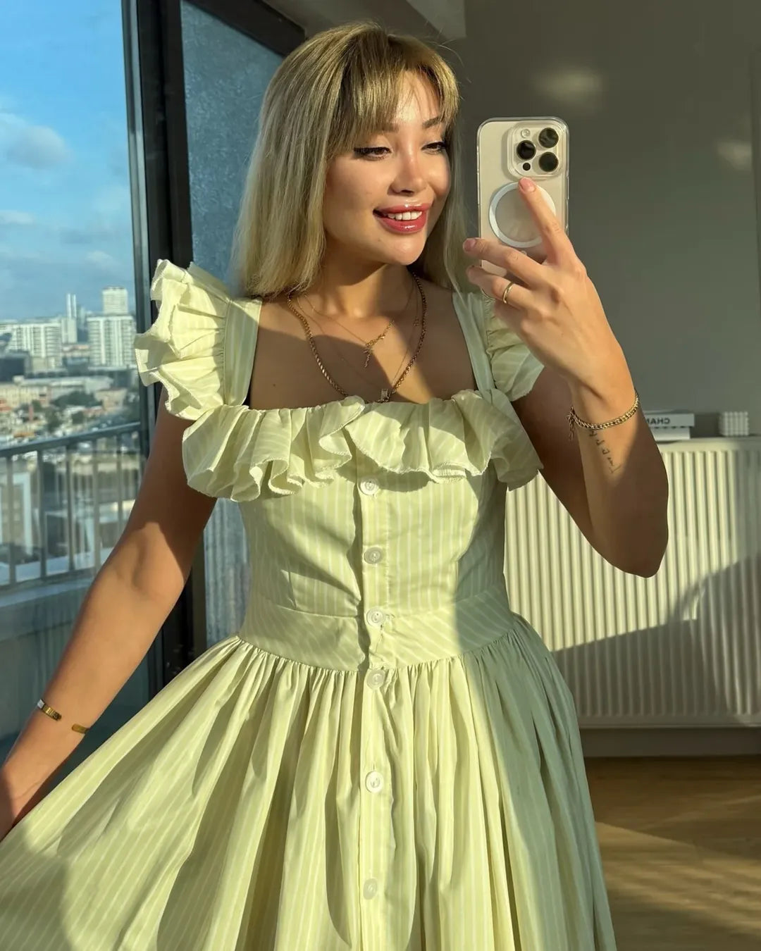 Juliana Gestreepte Ruchesjurk