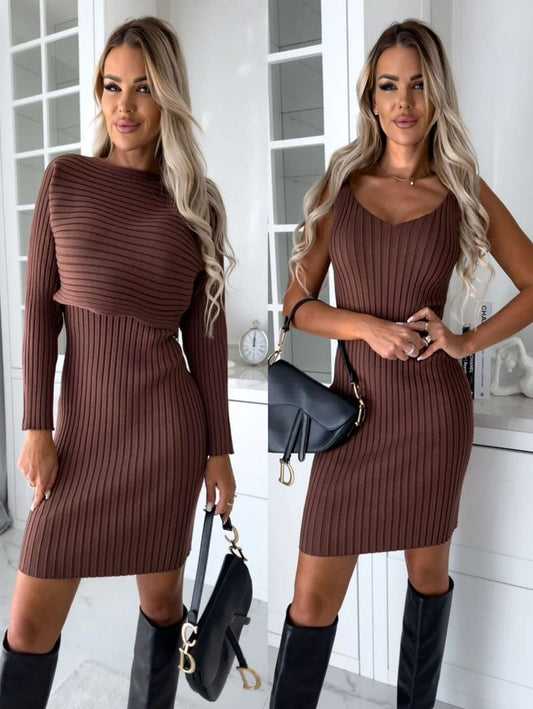 Jolien™ – Luxe Gebreide Set met Cami-jurk & Oversized Trui