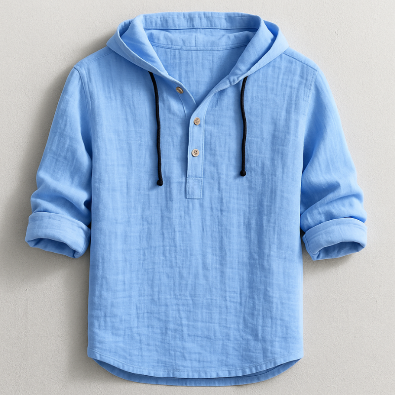 Ruben linnen hoodie met knopen