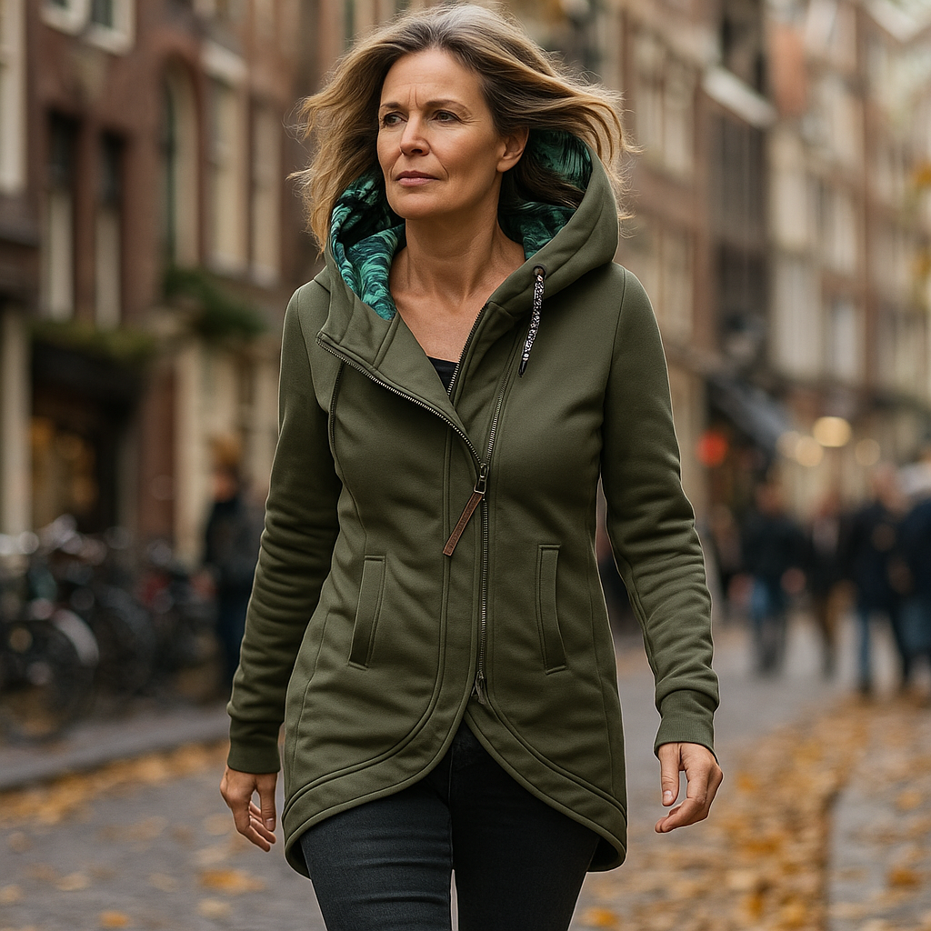 Claudia lange jas met capuchon