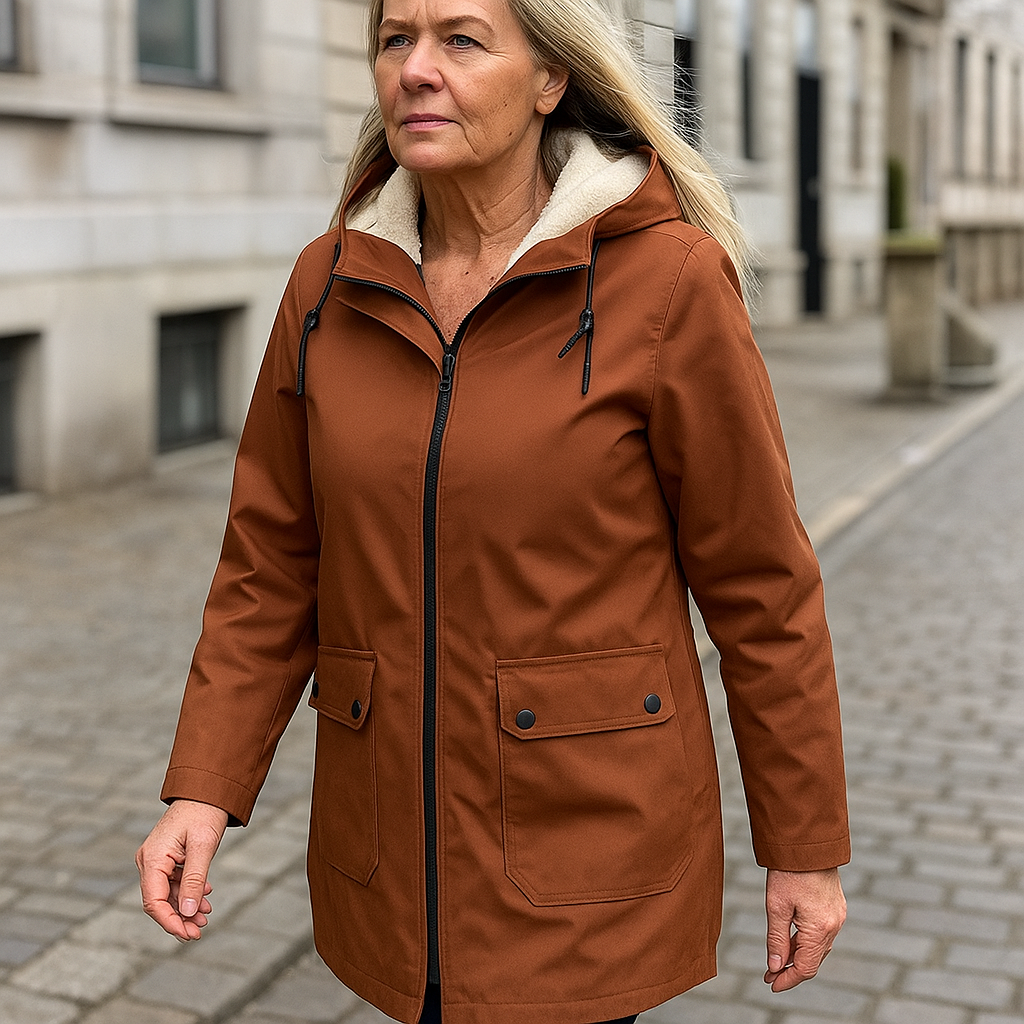 Anita gevoerde regenjas met capuchon