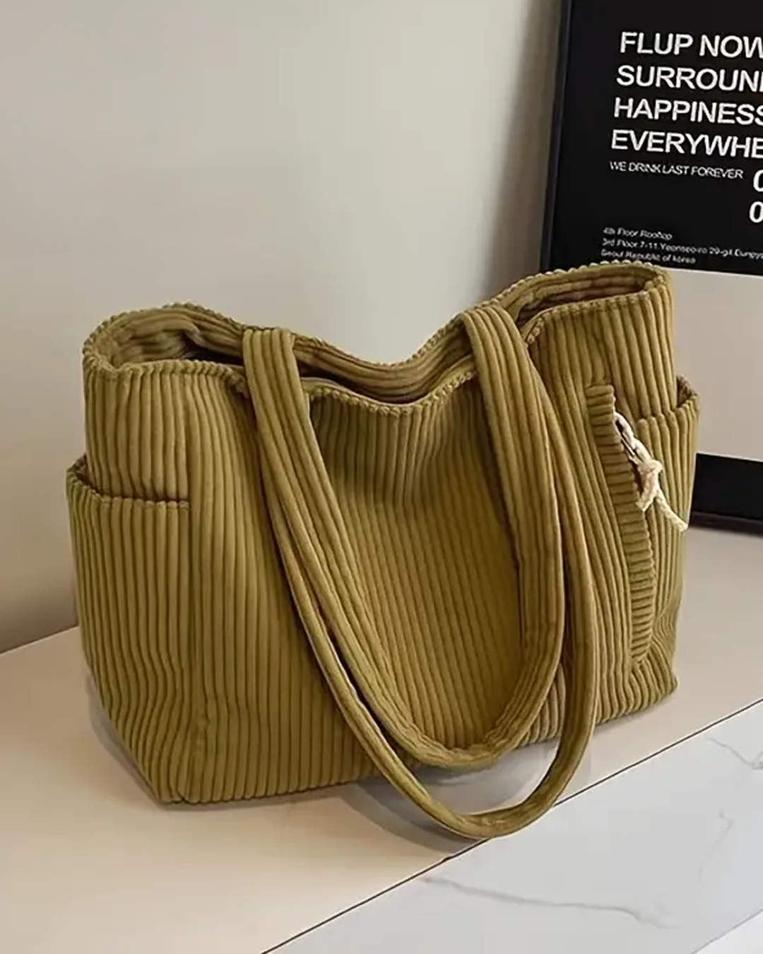 Liva Ribfluwelen Shopper