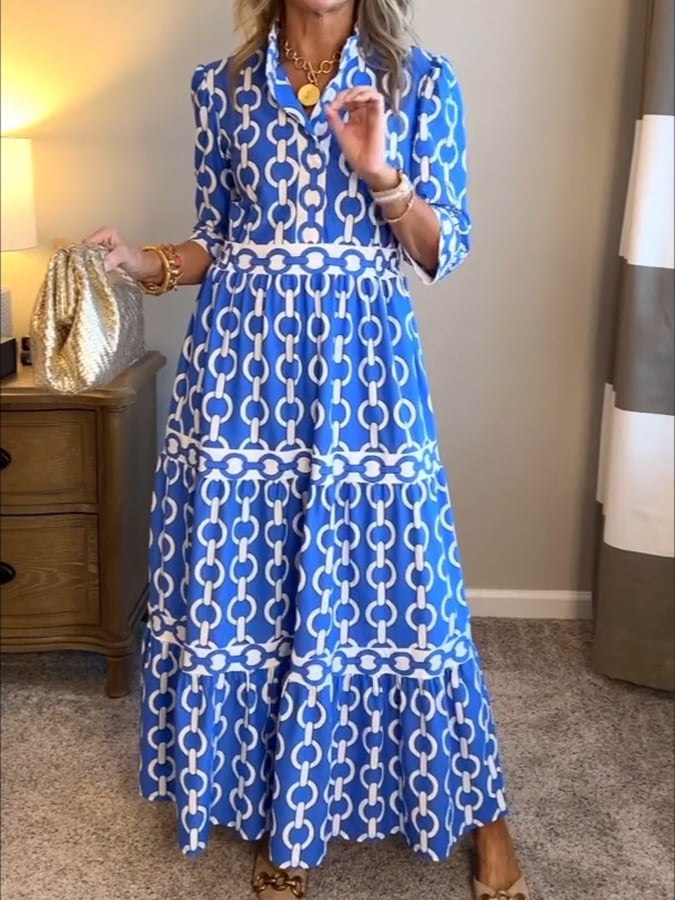 Amélie Geometrische Maxi-jurk