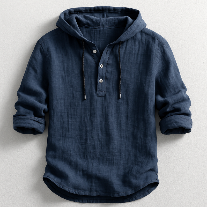 Ruben linnen hoodie met knopen