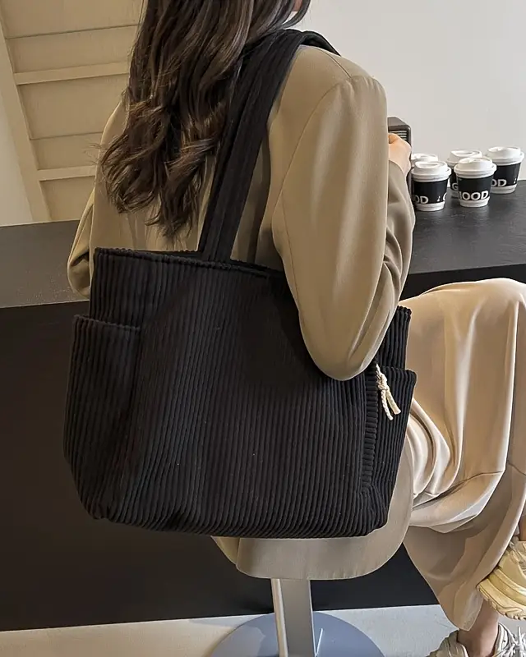 Liva Ribfluwelen Shopper