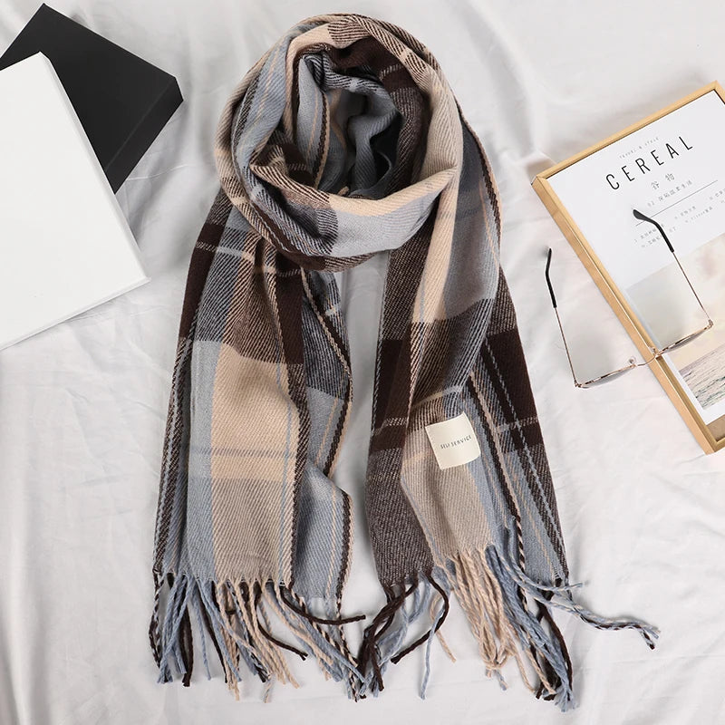 Leonie geruite winter sjaal