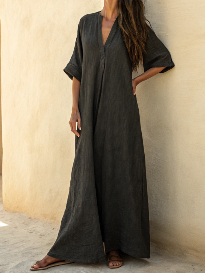 Mariska Linnen Kaftan Jurk